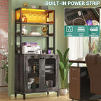 Aheaplus Bar Cabinet with Power Outlets, Coffee Bar Station - Image 4