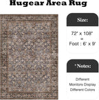 6x9 Brown Blue Vintage Floral Washable Area Rug - Image 2