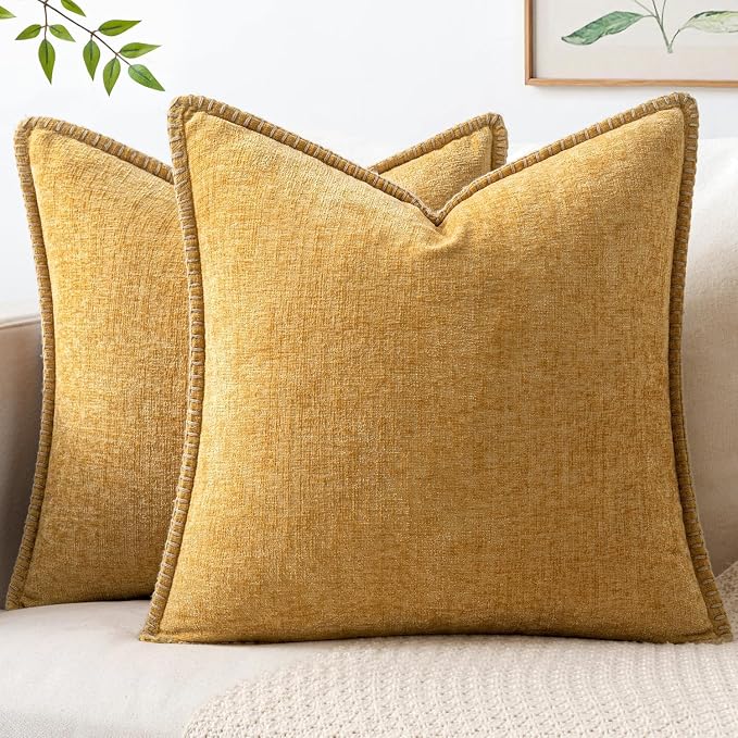 MIULEE Decorative Couch Throw Pillow Covers 20x20 Inch Gold 2 Pack | Mustard by MIULEE