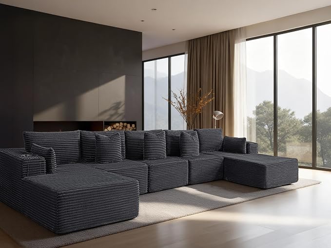 168" Cloud Sectional Couch, Comfort U Shaped Sofa by VYUXWO