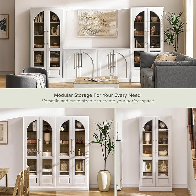 mopio Blake Tall Display Cabinet, Kitchen Buffet Pantry Cupboard, Trophy - Image 7