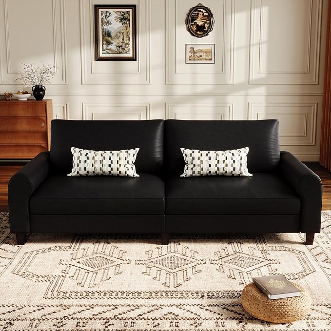 EASE MOOSE 88.5" Large Seat Faux Leather Loveseat Sofa, Waterproof and - Image 4