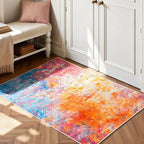 Rugflix 3x5 Entrance Rugs, Washable Colorful Rainbow Entry Small Rug | Machine by RugflixAreaRugs