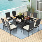 Tangkula 10 Pieces Wicker Patio Dining Set, Outdoor Rattan Table & Chairs Set - Image 3