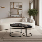 Homy Casa 23.6inch Round Coffee Table Set of 2, Modern Nesting Coffee Tables - Image 3
