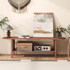 HollyHOME Bamboo TV Stand with Storage - Image 4