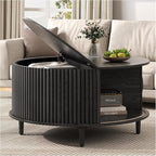 SULIVES Black Round Coffee Table by SULIVES