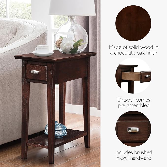 Leick Home 15-In Wide End Table, Solid Wood Construction, One Drawer, One Lower - Image 7