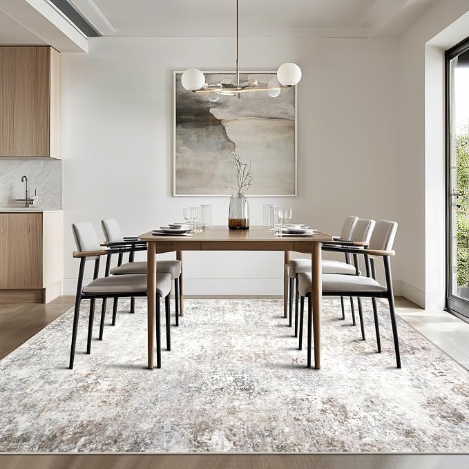Beige Grey 10x14 Washable Area Rugs - Image 9