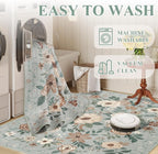 DUKINO 2x4 Entryway Rug, Floral Washable Kitchen Rugs Non Slip, Sage Green | - Image 6