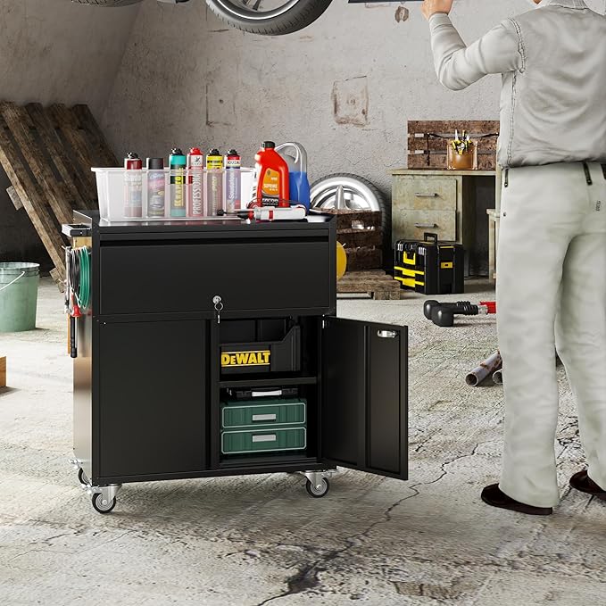 SUXXAN Metal Storage Cabinet on Wheels, Assembly Required - Image 2