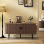 55''W Walnut Cabinet with Storage, Media Console, Tambour TV Stand, Television - Image 3