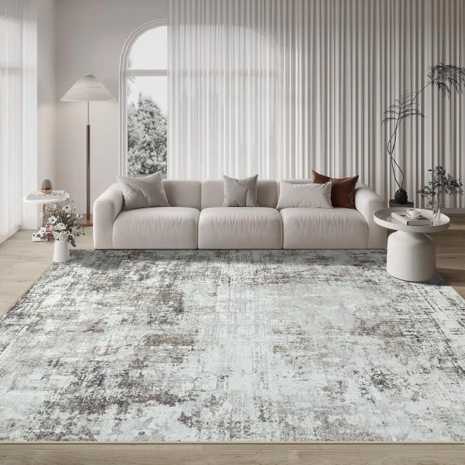 8x10 Area Rugs for Living Room Bedroom Dining Room Washable Brown Grey | Soft - Image 9