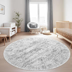 Soalmost 6x6 Grey Round Rug 6ft Circle Living Room Area Rugs Non-Slip | - Image 2
