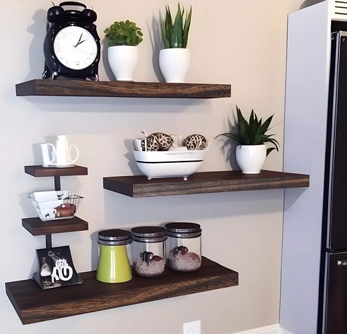 YYWUOJJ Wood Floating Shelves for Wall Decor, Rustic Wall Shelves for Bedroom - Image 7