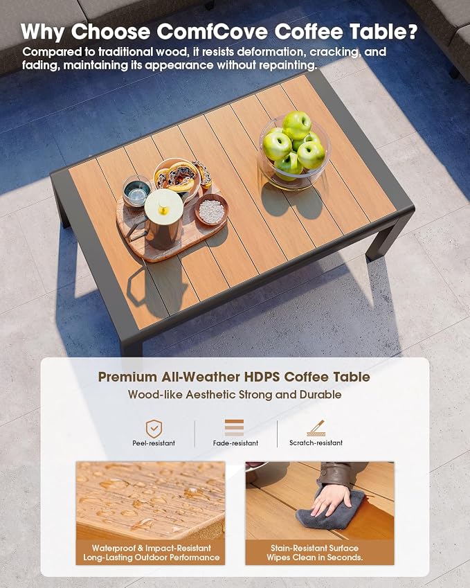 Aluminum Outdoor Patio Furniture Set 6 Seats, Outdoor Sectional Corner Sofa Set - Image 5