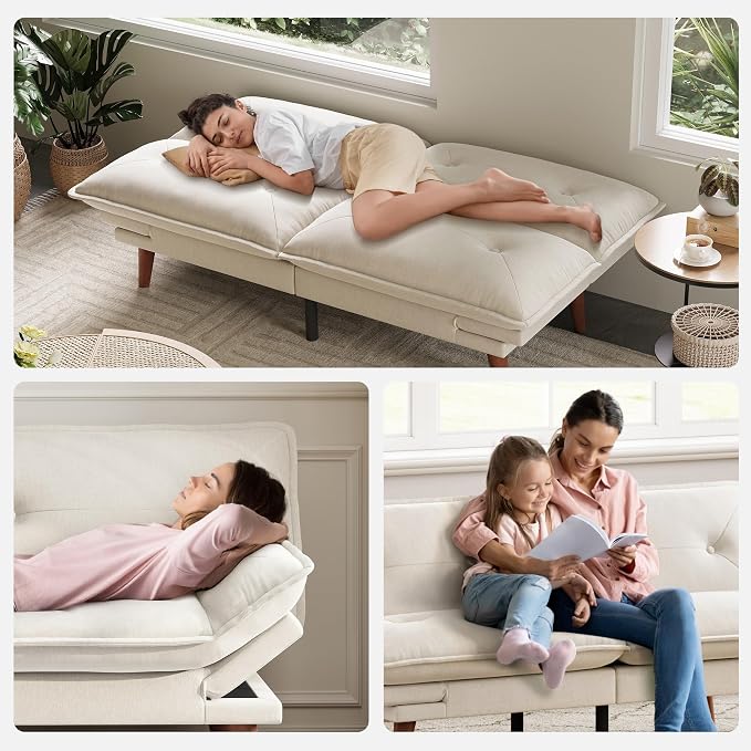 LINSY HOME Futon Sofa Bed, 3 in 1 Convertible Comfy Loveseat Sleeper Sofa Bed - Image 7