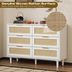 FUQARHY 6 Drawer Dresser Rattan Dresser Modern Chest - Image 5