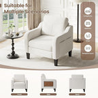 Accent Chair for Living Room Modern Linen Upholstered Armchair Side Wooden - Image 4