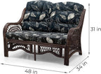 Malibu Lounge Loveseat Sofa Natural Rattan Wicker Handmade Design, Dark Brown - Image 2