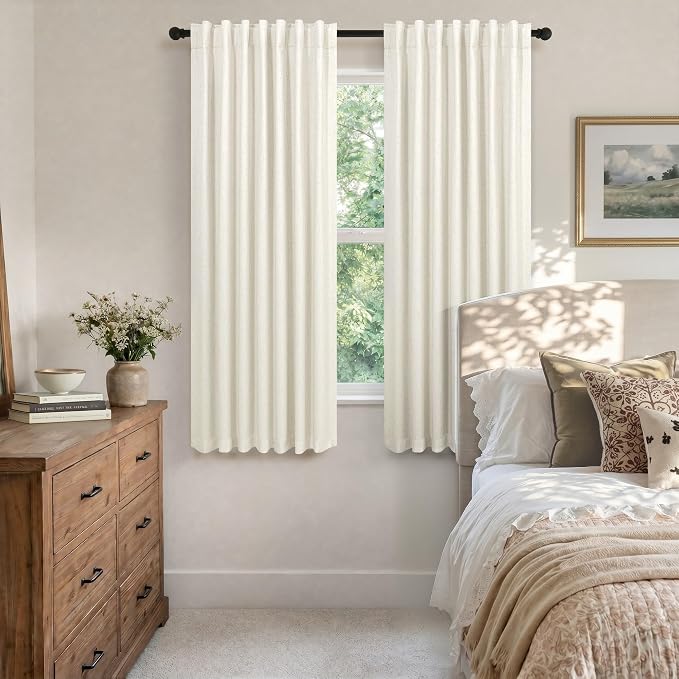 Room Darkening Curtains 63 Inches Long Small Bay Window Dining Room Curtains - Image 7