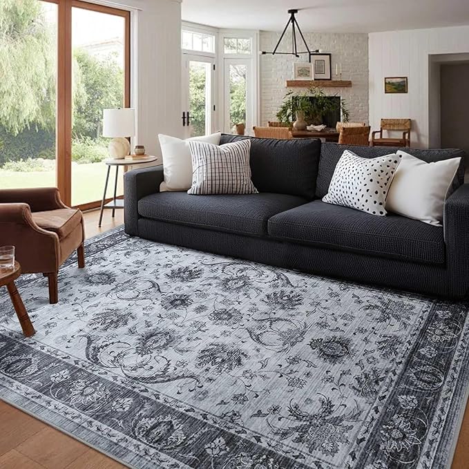4x6 Ft Washable Area Rug for Bedroom, Non Slip Rugs for Living Room Ultra-Thin by Cuzwlovita