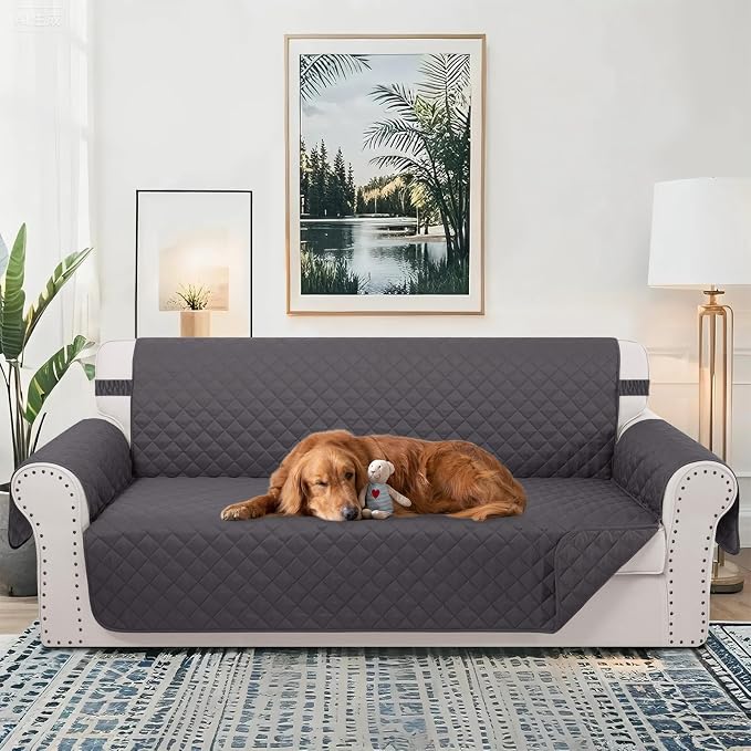 Reversible Couch Cover for 3 Cushion, Dark Grey | Couch Cover for Sofa - Image 2