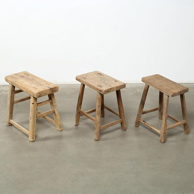 Artissance Rustic Wooden Stool – Handmade Reclaimed Wood Stool, Vintage - Image 8
