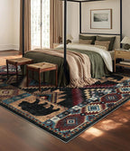 Rustic Cabin Area Rug for Living Room 8x10, Machine Washable Lodge Bear Rug - Image 3