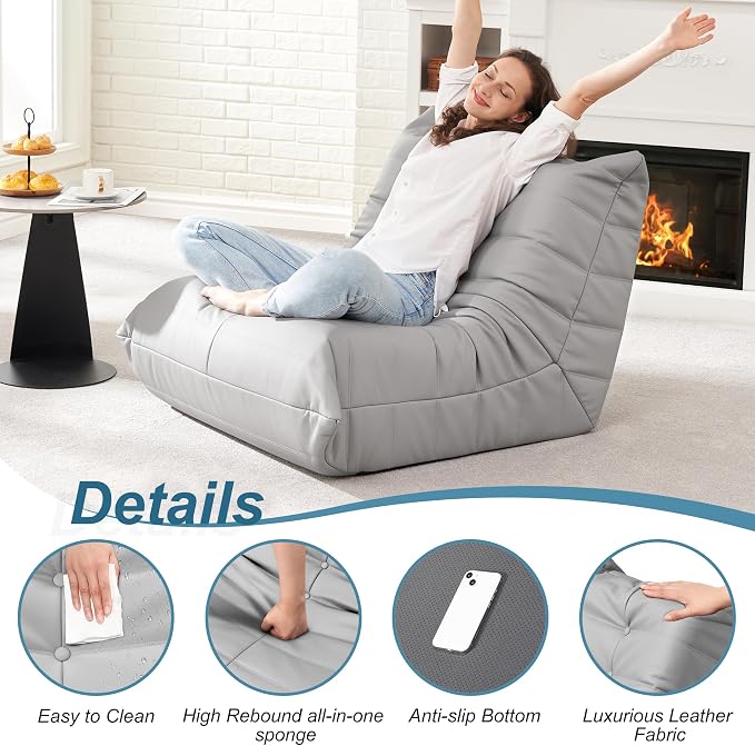 Hobestluk Giant Bean Bag Chair Lazy Floor Sofa, Memory Foam Fireside Sofa - Image 6