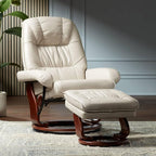 Benchmaster Kyle Taupe Swivel Faux Leather Recliner - Image 2
