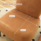 KEIKI Velvet Accent Chair with Solid Wood Legs, Armless Cute Single Seat Sofa - Image 4