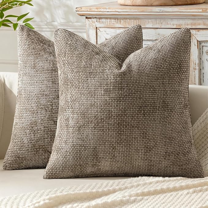 MIULEE Decorative Couch Throw Pillow Covers 22x22 Inch Neutral Khaki 2 Pack | by MIULEE