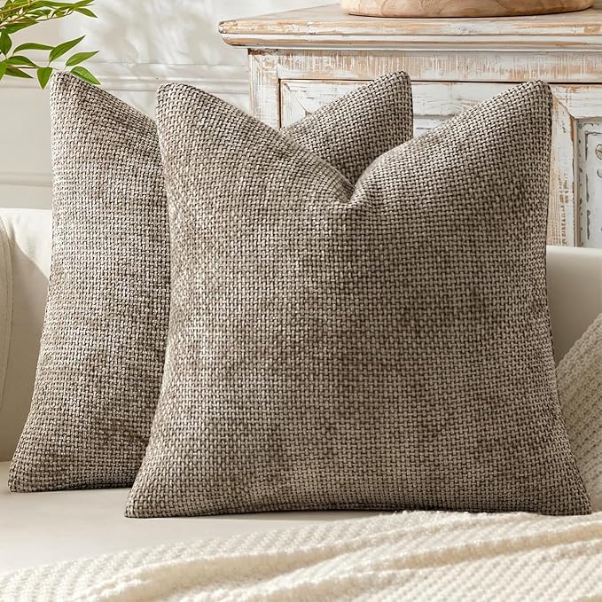 MIULEE Decorative Couch Throw Pillow Covers 16x16 Inch Neutral Khaki 2 Pack | by MIULEE