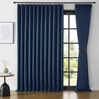 Navy Pleat Wide Width Drapes 80 x 108 inch Long 2 Panels by KEQIAOSUOCAI