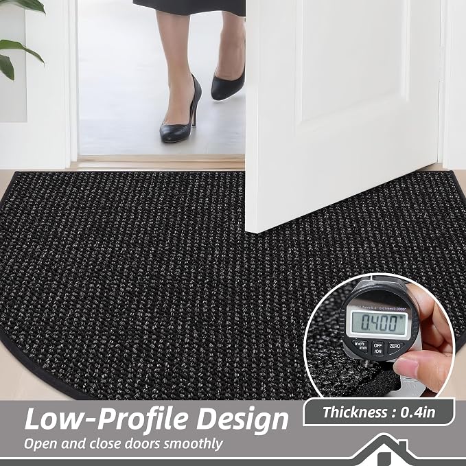 BEQHAUSE Dirt Trapper Door Mat 24" x 36" Half Circle Non Slip Rugs, Absorbent - Image 5