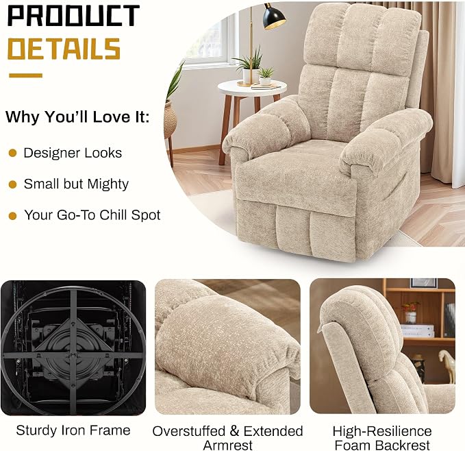 Korser Recliner Chair, Small Rocker Recliner Chair - Image 5