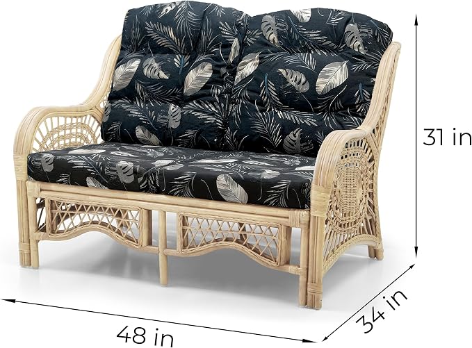 Malibu Lounge Loveseat Sofa Natural Rattan Wicker Handmade Design, Natural Color - Image 2