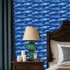 HOMETITUTE Wave Pattern Wallpaper Peel and Stick Ocean Blue Contact Paper Wall - Image 3