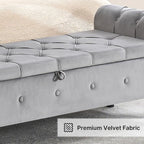 Storage Bench for Bedroom, Velvet 67" End of Bed Bench, King Size Benches - Image 9