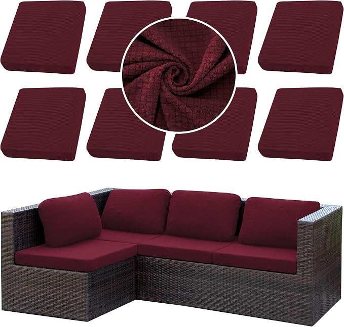 8PCS Patio Cushion Covers.Patio Furniture Couch SeatSlipcovers | Washable by SUKAIKEQA