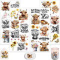 4 Sheets Rub on Transfers for Crafts, Highland Cattle Furniture Transfers for by Dorsbaby