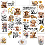 4 Sheets Rub on Transfers for Crafts, Highland Cattle Furniture Transfers for by Dorsbaby