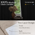 Burlywood Birch 100% Blackout Linen 126 Inch Curtains 2 Panel Set | Linen Pinch - Image 5