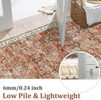 Yamaziot 2x8 Washable Hallway Runner Rug Non Slip Floral Carpet, Brick-red | - Image 4