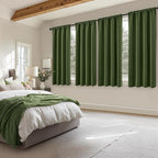 MIULEE 4 Panels Set Olive Green Blackout Curtains 63 Inch Length Bedroom | - Image 2