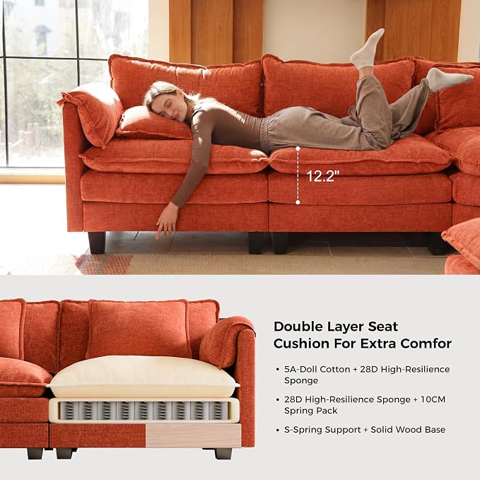 ELUCHANG 150" Oversized V-Shaped Cloud Couch Modular Sectional Sofa - Image 6
