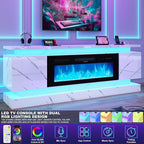 chartustriable 71IN LED TV Stands w/40 inch Fireplace Power Outlet - Image 5