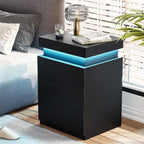 ADORNEVE Nightstand with Charging Station and LED Lights, Night Stand with - Image 4