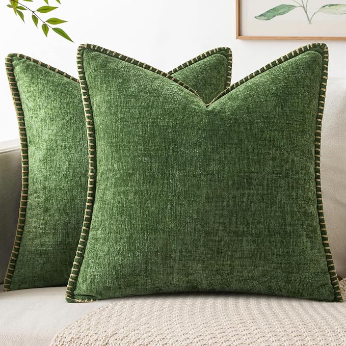 MIULEE Decorative Couch Throw Pillow Covers 18x18 Inch Forest Green 2 Pack | by MIULEE